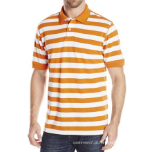 Atacado Homens Casual Camisas Polo Algodão Stripe Pique Camisas Polo